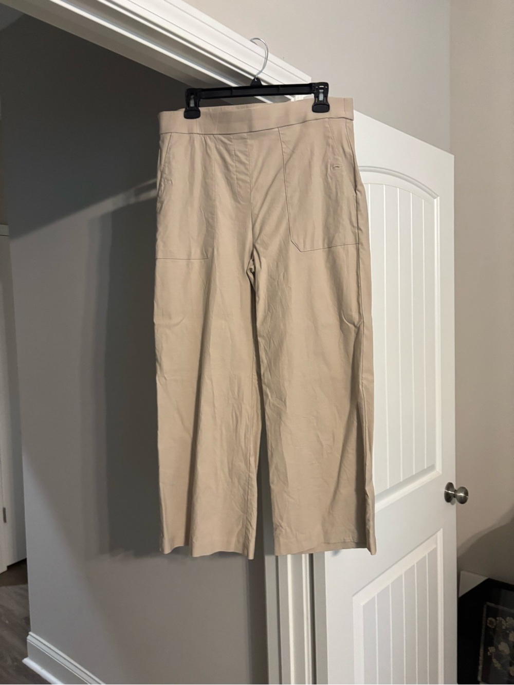 Beige Wide-Leg Crop Pants - Women's Comfortable Everyday Style